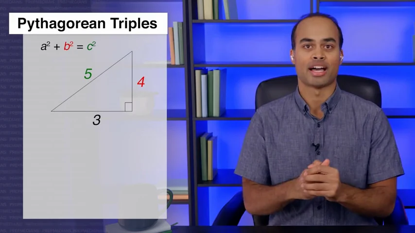 Back to Righty lesson: a right triangle with legs of 3 and 4 and a hypotenuse of 5. A square marks the right angle between the two legs.